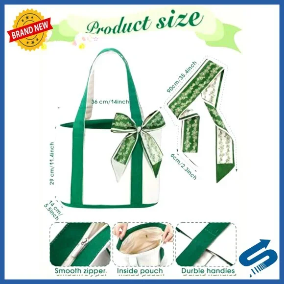 Canvas Tote Bags Set Elegant Bridesmaid Gift Wedding Party Favors Zippered